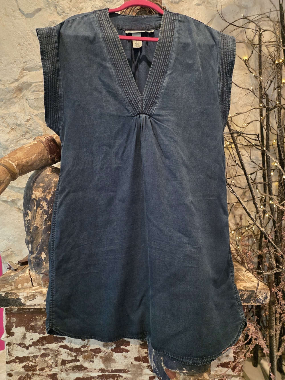 H&M Dark Blue V-Neck Mini Dress